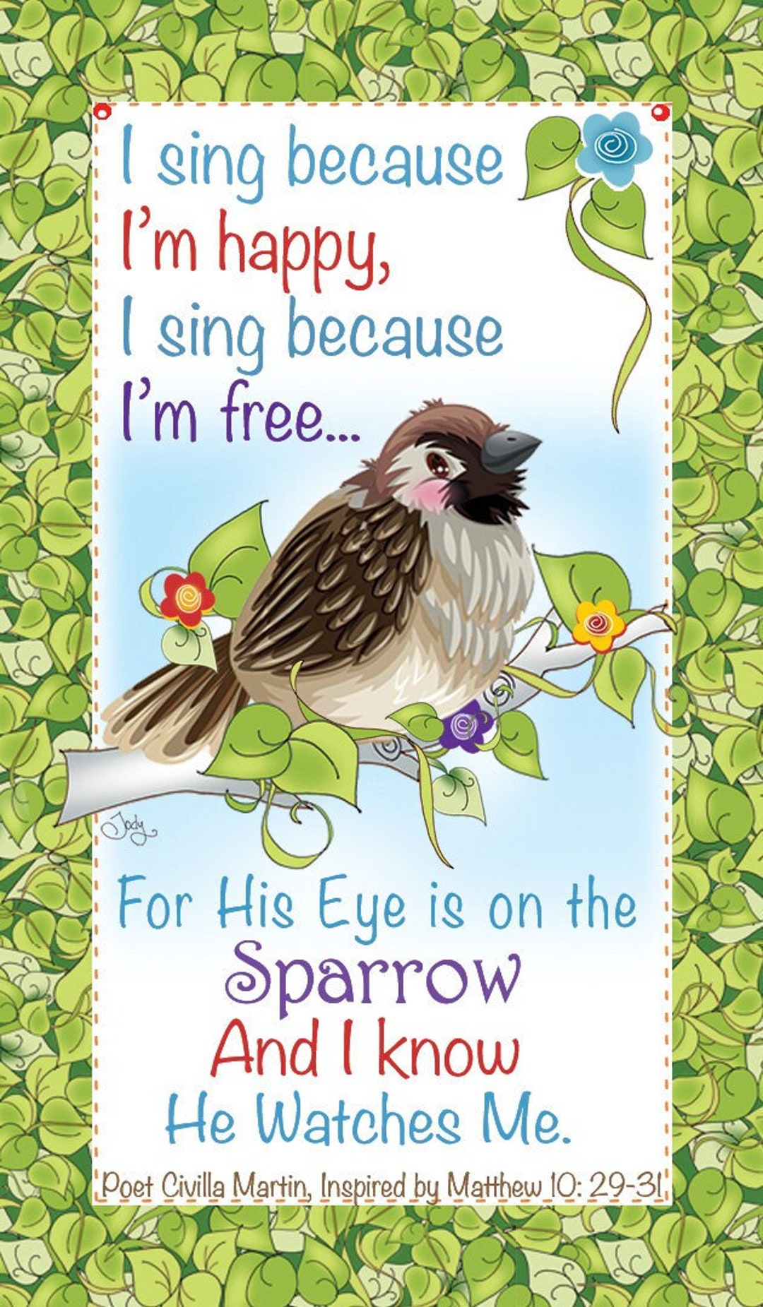 Sparrow - I Sing Because....magnets and More - Etsy