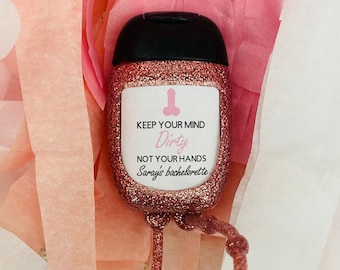 Keep your minds dirty/hands clean/ bachelorette party favors/stickers/personalized
