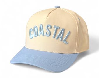 Custom 3D Puff Embroidered Two-Tone Vintage Trucker Hat, Personalized with text or logo, arch text, upside down letters