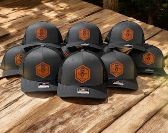Custom Leather Patch Richardson 112 Hat, Groomsmen Wedding Gift