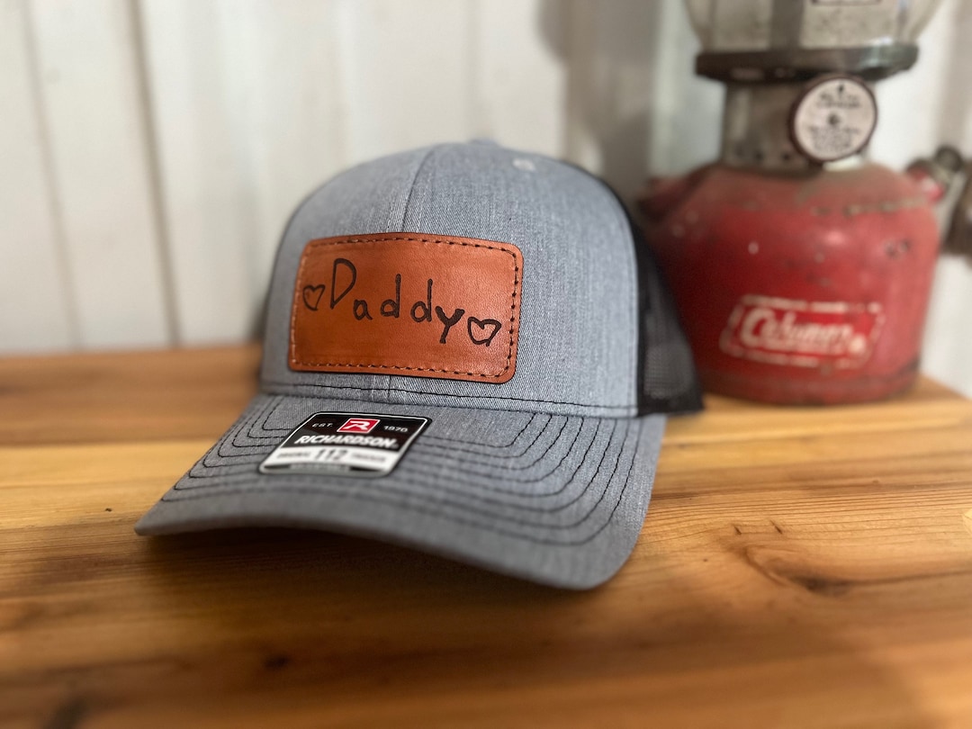 Custom Handwriting Leather Patch Hat, Richardson 112, Father's Day ...
