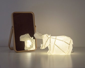 Roaring Hippo - DIY Paperlamp ( pre-cut papercraft kit )