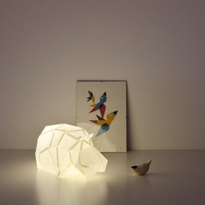 Lazy Hippo DIY Paperlamp pre-cut papercraft kit Cotton White