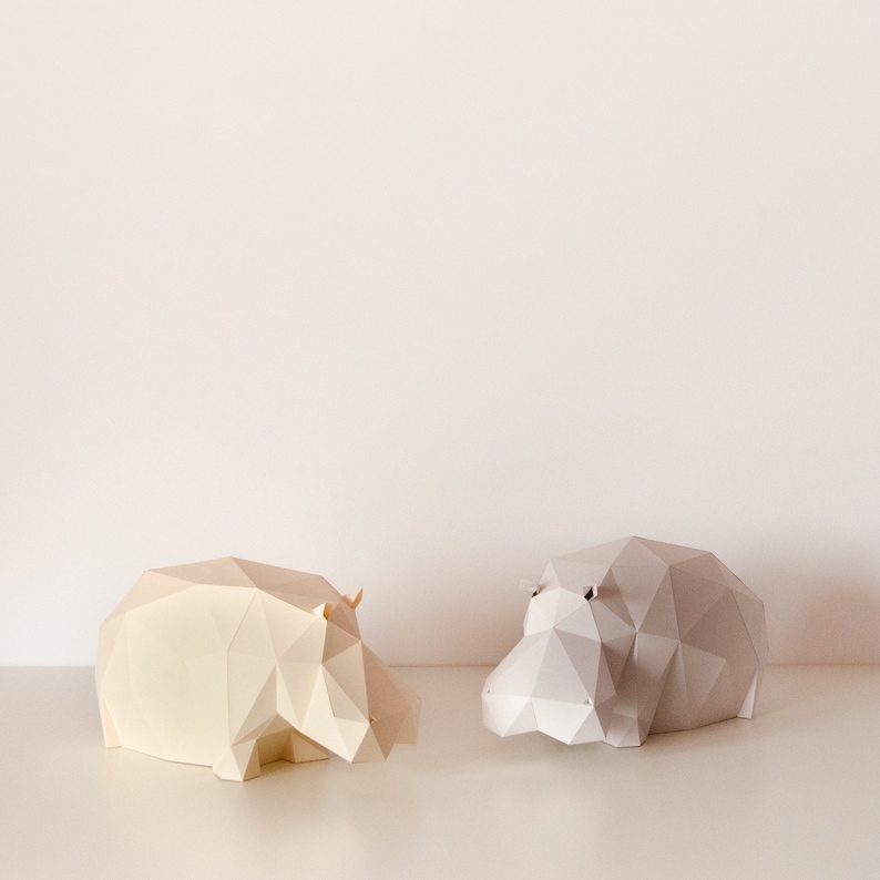 Lazy Hippo DIY Paperlamp pre-cut papercraft kit image 3