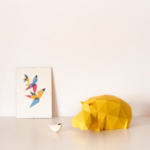 Lazy Hippo DIY Paperlamp pre-cut papercraft kit Cadmium Yellow