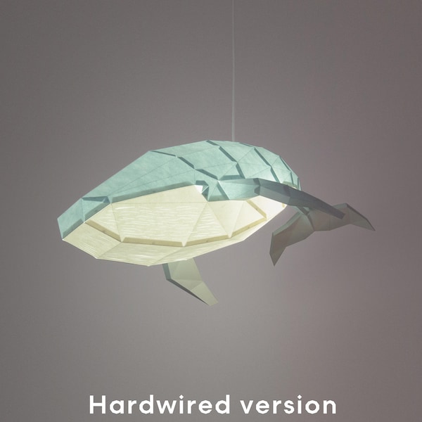Humpback Whale DIY Pendant Paperlamp Kit - Ceiling hardwired version  ( pre-cut papercraft kit )