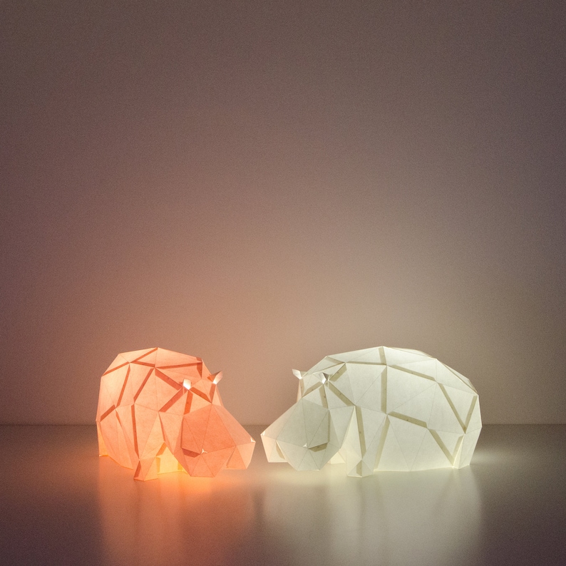 Lazy Hippo DIY Paperlamp pre-cut papercraft kit Soft Pink