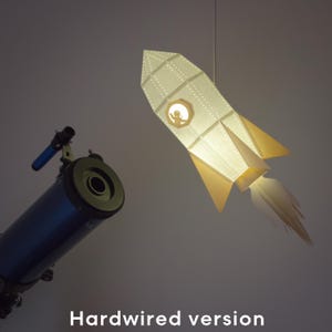Rocket DIY Pendant Paperlamp Kit - Ceiling hardwired version ( pre-cut papercraft kit )