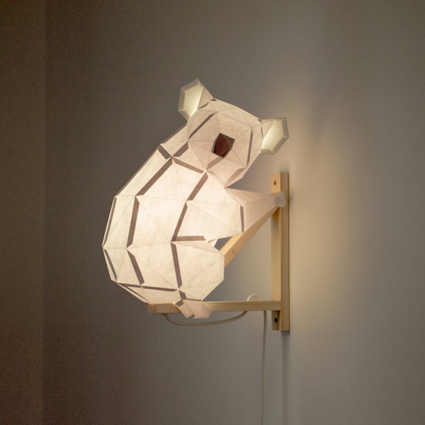 Koala - Lampe à papier DIY avec support mural en bois (kit d’artisanat en papier prédécoupé)