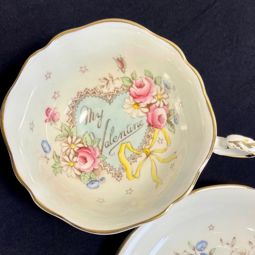 REDUCED* Rare Paragon China shops MY VALENTINE Teacup & Saucer *By Apppointment* c.1952
