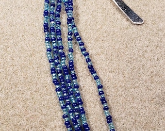 Bookmark, Blue Glass Beaded Metal Hook Style with Charm