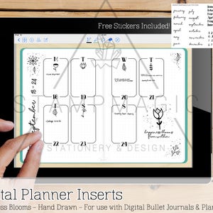Happiness Blooms - Hand Drawn - Digital Planner Inserts - WO2P - Vertical