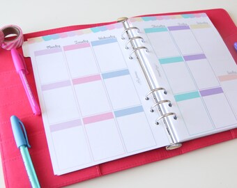 A5 PRINTED planner inserts - Week on two pages - Vertical - Erin Condren style