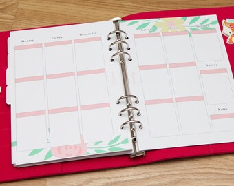 A5 PRINTED planner inserts - Week on two pages - Vertical - Erin Condren style - Floral