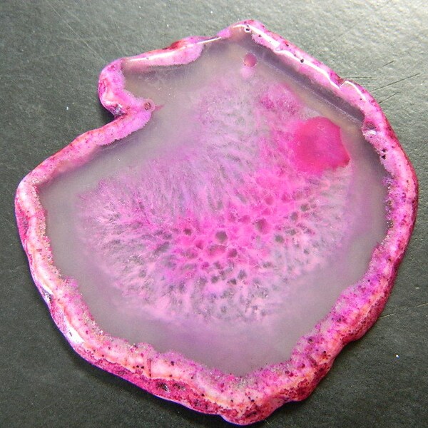 Large Hot Pink Thin Druzy Geode Agate Slice Pendant - Sliced Gemstone Wholesale Pendents