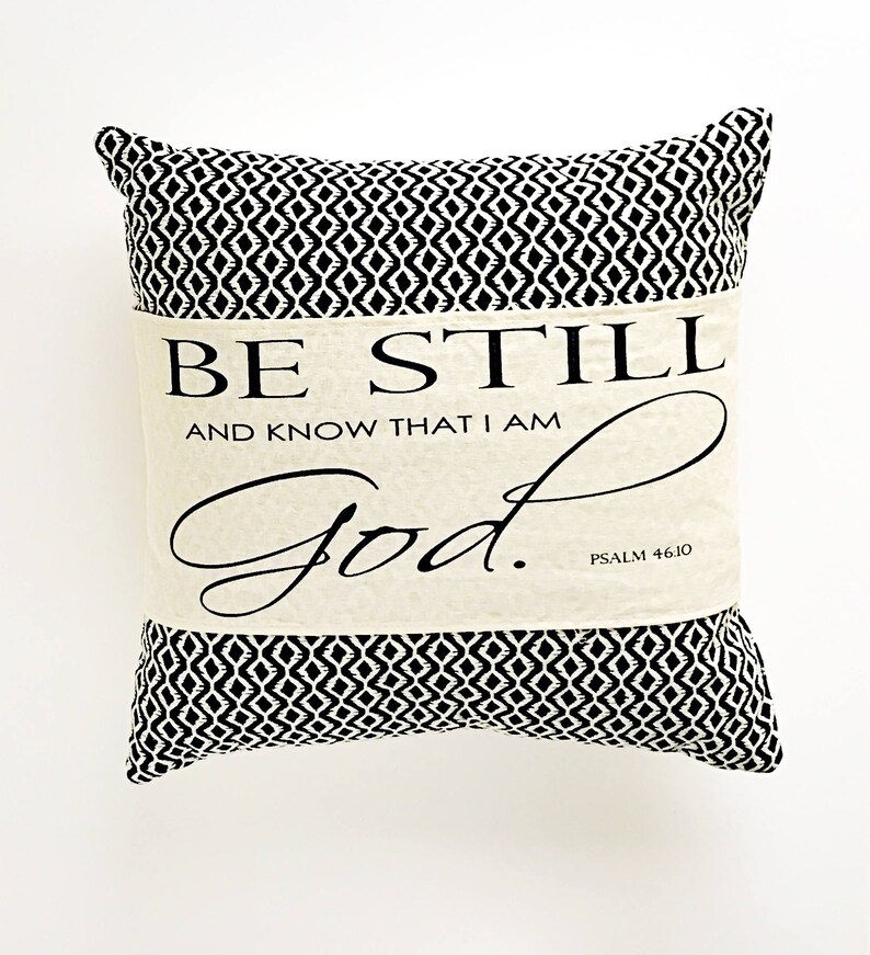 Throw Pillow Bible Cover Psalm 4610 Bible Verse Be Etsy