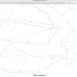 May include: A black and white diagram of a geometric shape with numbered lines and dotted lines. The diagram is labeled "Venus.pdf (стр. 13 из 31)" and "13/31 (row3 col1)".