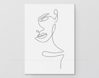 Girl Face Line Art Etsy
