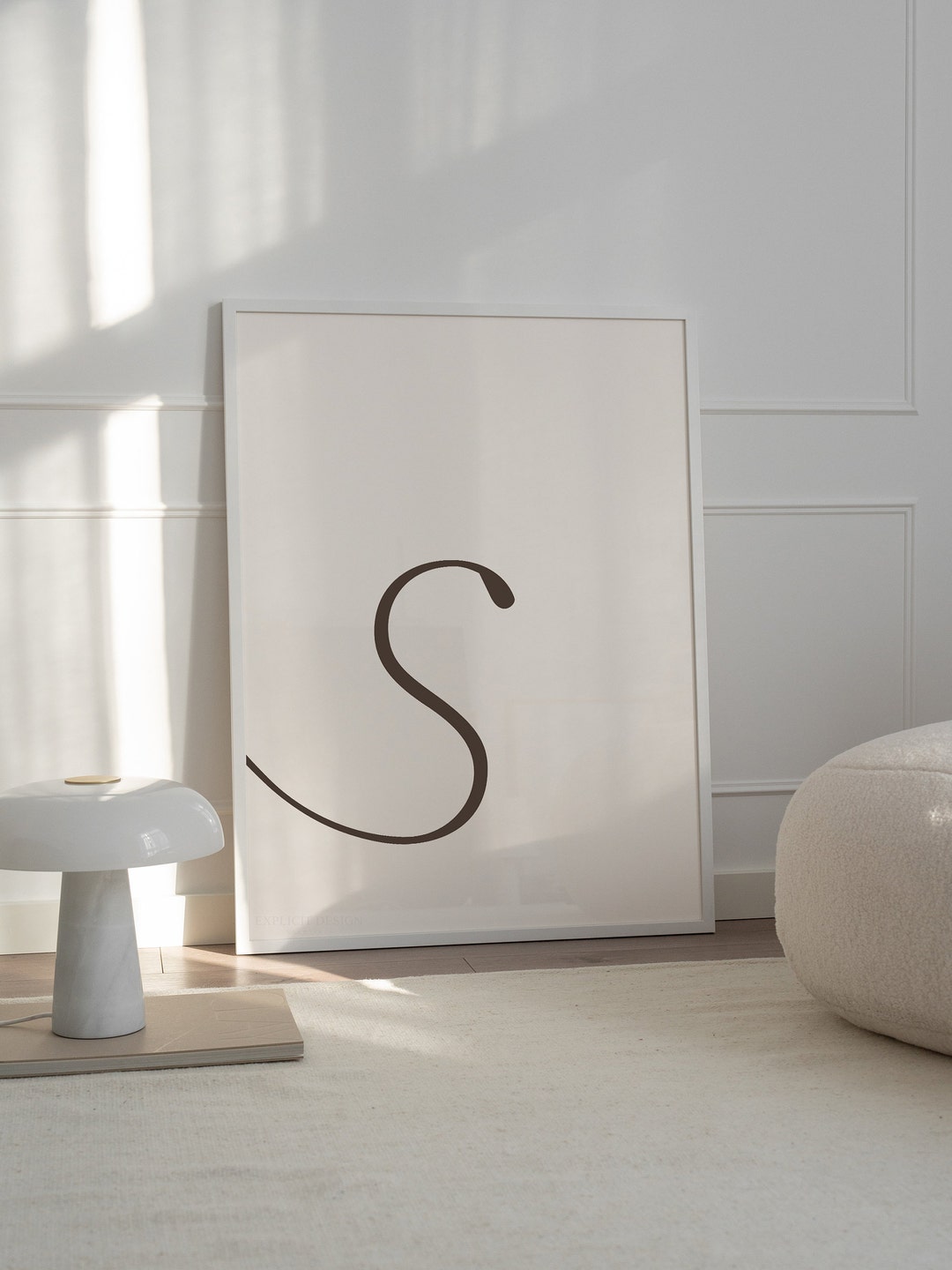 Neutral Letter S Printable, Nursery Room Poster, Beige and Brown ...