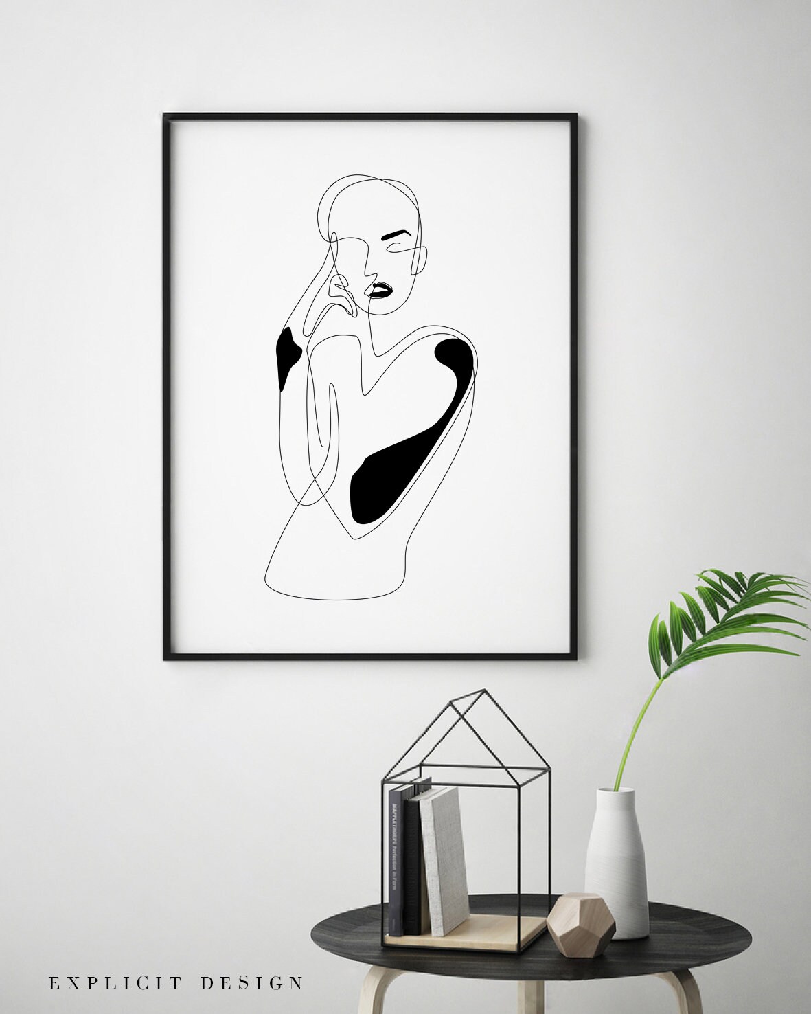 Female Figure Printable Abstract Face Drawing in Lines - Etsy