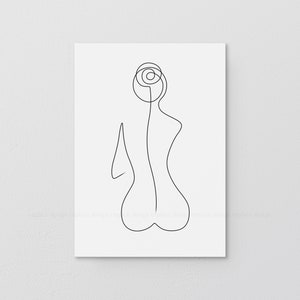 One Line Female Back Form Printable, Minimalist Nude Woman Body Figure Art, Naked Bottom Prints, Butt Illustration Poster, Digital Ass Print image 2