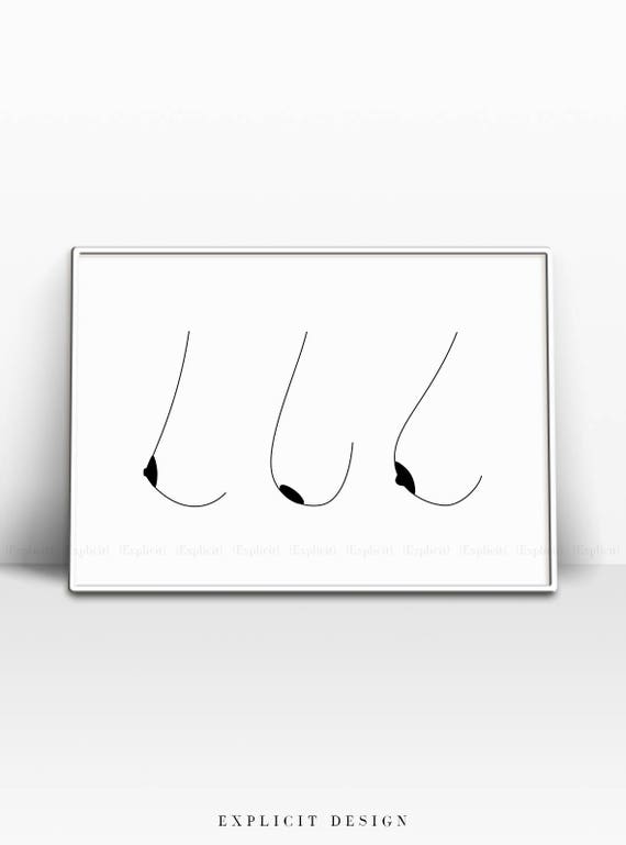 Side Boobs Printable Art, Minimalist Naked Art, Mature Erotic Breast  Prints, Woman Boobies Illustration, Abstract Nude Female Nipple Print. 