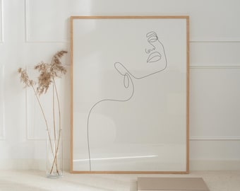 Minimalist Woman Face Line Art Print: Feminine Portrait (Digital Download)