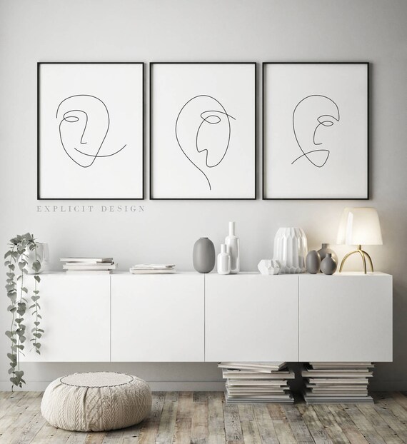 Résumé Visage Triste Imprimable Imprimer Un Dessin Au Trait Oeuvre Dessinée Affiche Minimal Emoji Minimaliste Original Luxe Moderne Murale Art