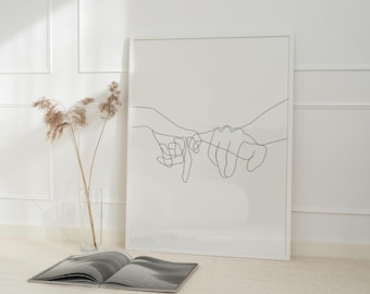Pinky Swear Line Art Print: Minimalist Promise Gesture (Digital Download)