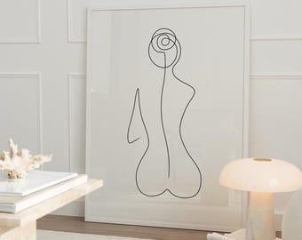 Minimalist Female Form Line Art Print (Digital Download)