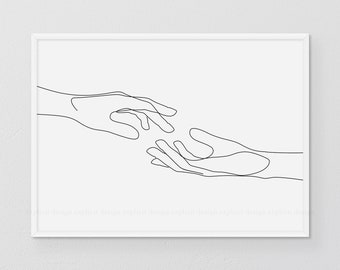 Minimalist Hands Line Art Print: Couple Fine Art Sketch (Digital Download)