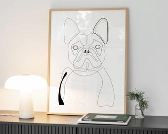 Line Art French Bulldog Print | Minimalist Pet Portrait (Digital Download)