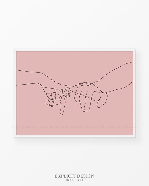 Blush Pinky Swear Printable One Line Drawing Print Pink Etsy