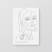 Printable Gold Colour Girl Portrait Illustration, Yellow Face Contour