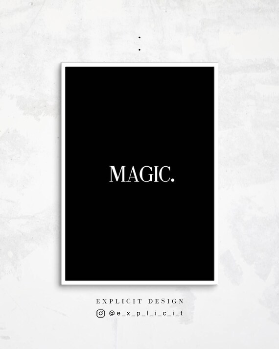 Magic Printable Black Minimalist Wall Art Tumblr Bedroom Sign Black And White Bold Word Print Instant Digital File Scandinavian Poster