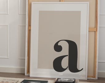 Beige Letter A Print: Large Initial Typography Poster (Digital Download)