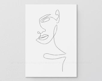 Stampa artistica di un ritratto di donna minimalista (download digitale)