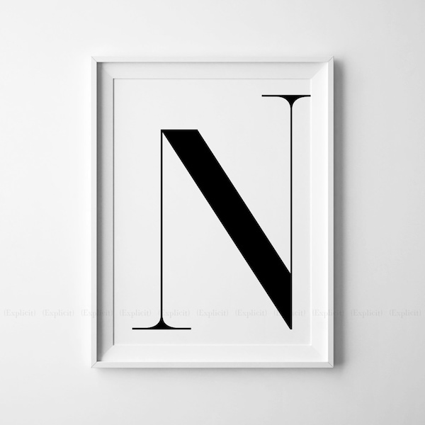 Black Letter N Print - Etsy