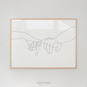 Pinky Swear Linie Kunstdruck: Minimalistisches Versprechen Symbol (Digitaler Download)