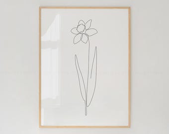 Daffodil Line Art Print: Minimalist Floral Sketch (Digital Download)