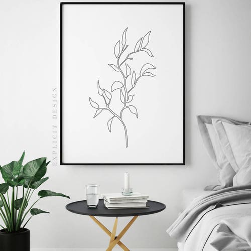 Printable Rose Drawing Abstract Minimalist Art Thin One Line - Etsy