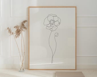Anemone Flower Line Art Print | Minimalist Contour Drawing (Digital Download)