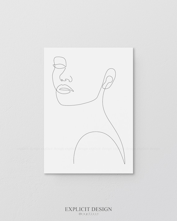 Printable Face Contour Drawing Sketch Art, Woman in One Single Line, Black  and White Female Poster, Minimalist Beauty Illustration Print. -  Canada