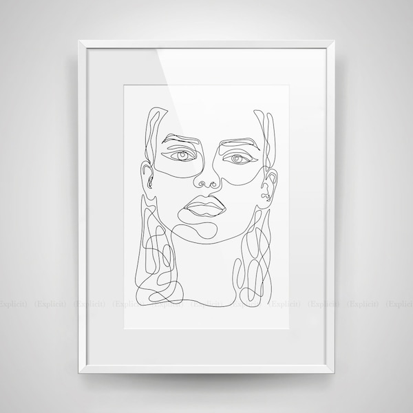 Fine Beauty Printable, One Line Drawing Print, Black White Woman Artwork Poster, Original Minimalist Lines, Feminine Art, Minimal Face Decor