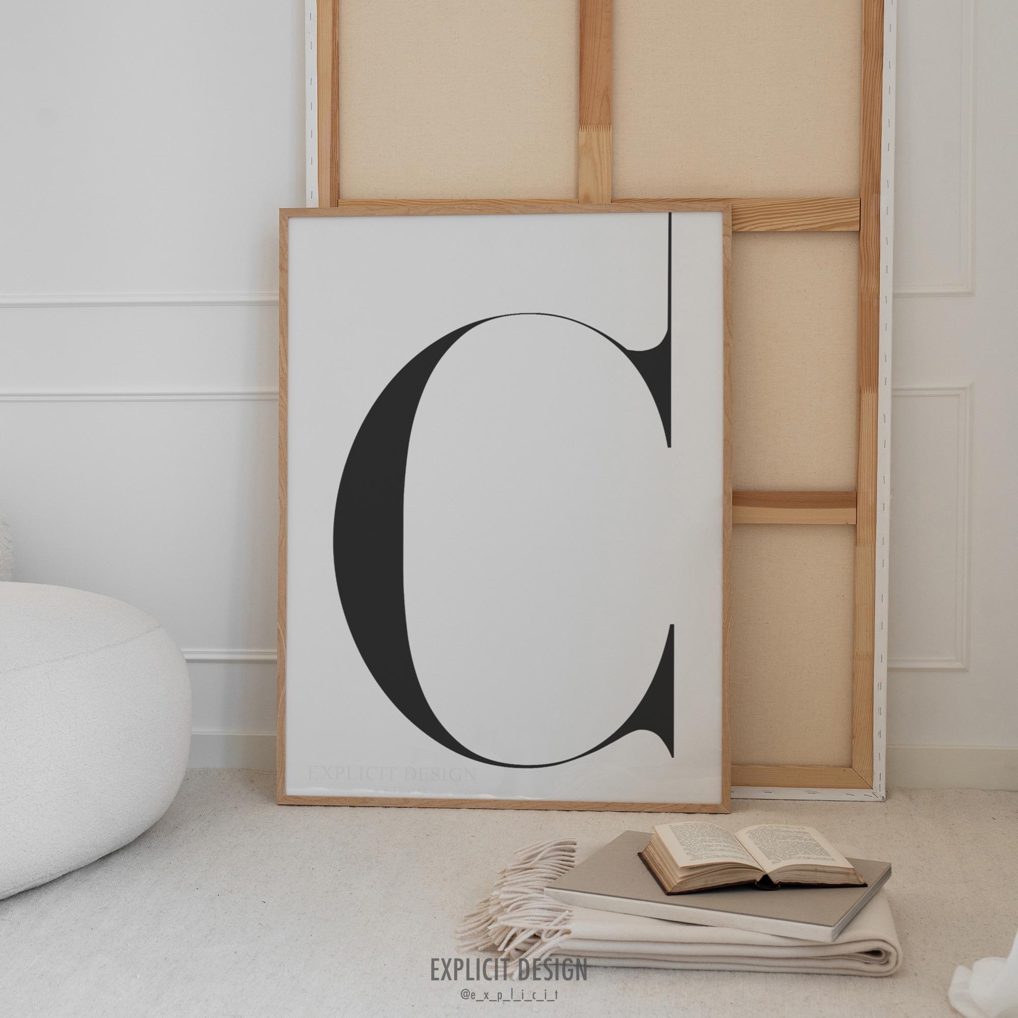 Afdrukbare kunst hoofdletter C | Afdruk met initialen beste vrienden | Schoon gepersonaliseerd kantoormuurdecoratie | Digitale poster met lettertype in Scandinavische stijl