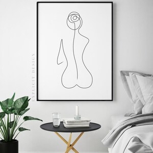 One Line Female Back Form Printable, Minimalist Nude Woman Body Figure Art, Naked Bottom Prints, Butt Illustration Poster, Digital Ass Print image 3