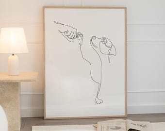 Dog & Owner Fist Bump Line Art Print: Minimalist Pet Lover Gift (Digital Download)