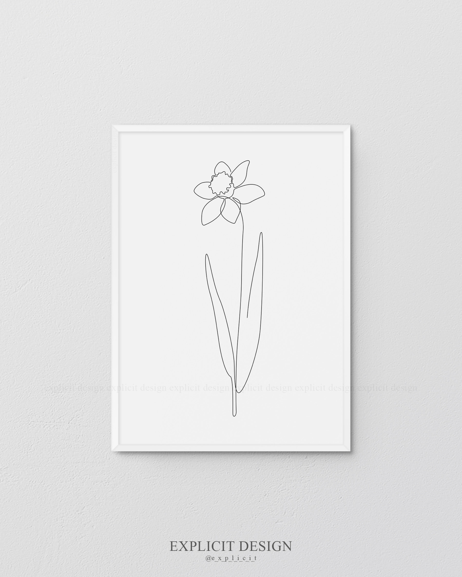 Printable One Fine Line Daffodil Flower Drawing Minimalist - Etsy