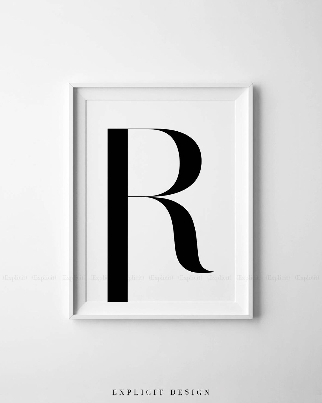Large R Letter Printable, Typographic Poster, Black and White Initial ...