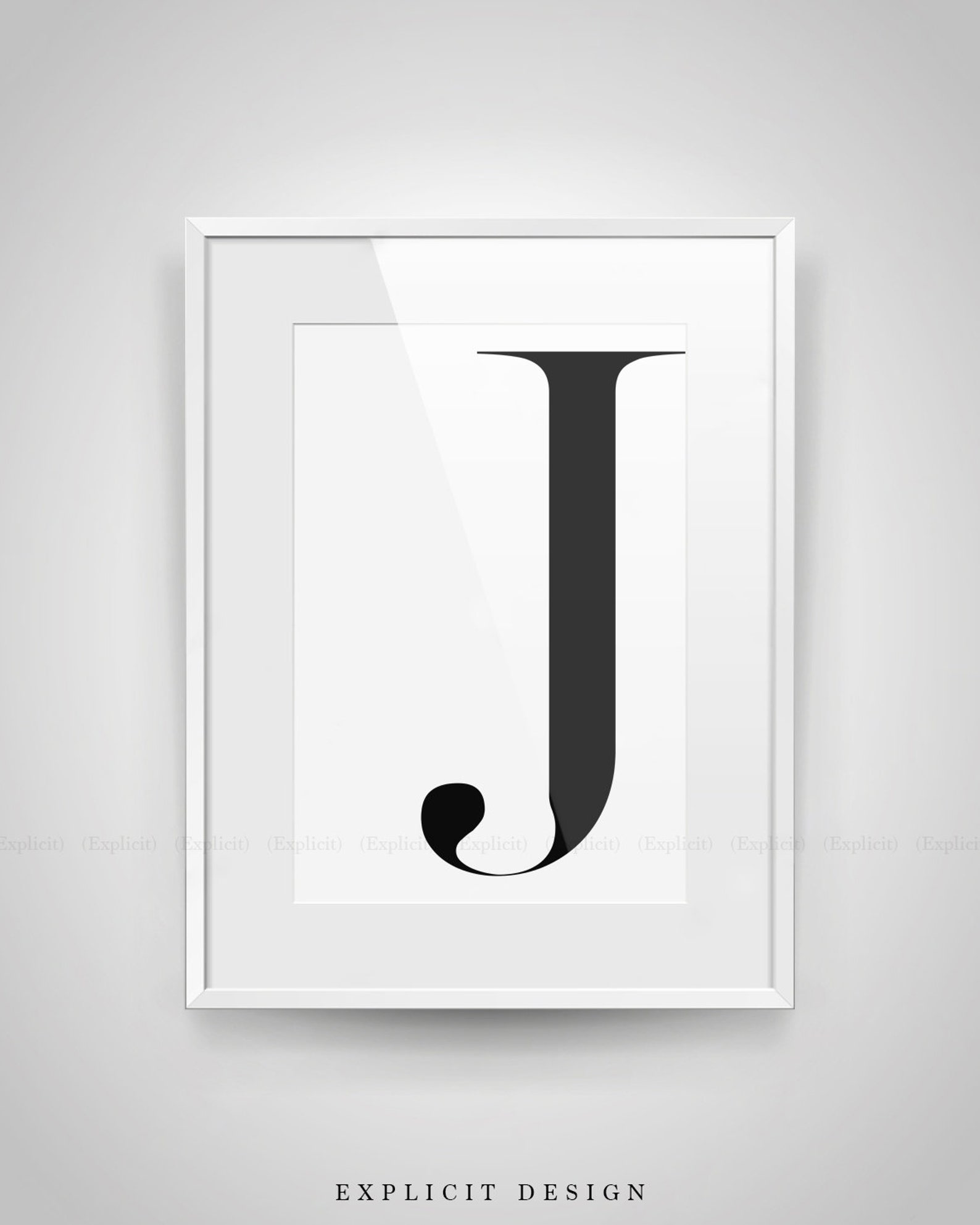 Large J Letter Printable Complementing Poster Black and | Etsy